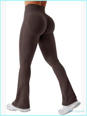 Womens Mini Flare Booty Lifting Leggings High Waist Seamless Yoga Pants